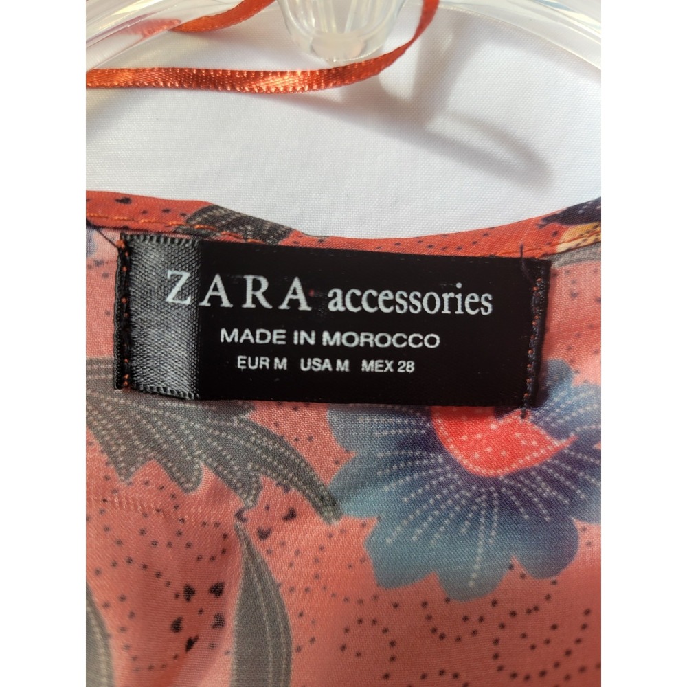 Zara Colorful Floral Ruffle Chiffon Romantic Short Sleeve Bodysuit Sz M - Picture 10 of 15